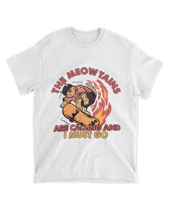 RD The Meowtains Are Calling And I Must Go Winter Snowboard Cat Shirt