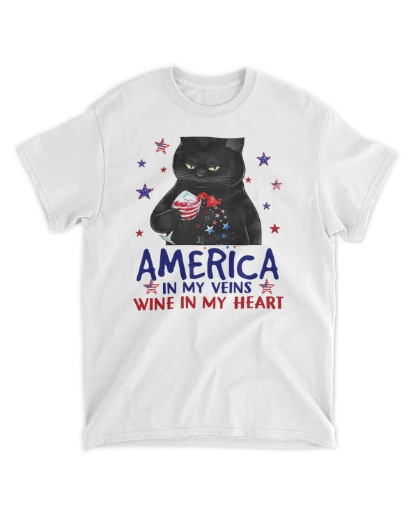 Black Cat And Wine 4 Of July