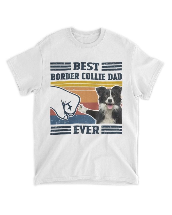 Dog Vintage Best Border Collie Dad Ever Father's Day T-Shirt