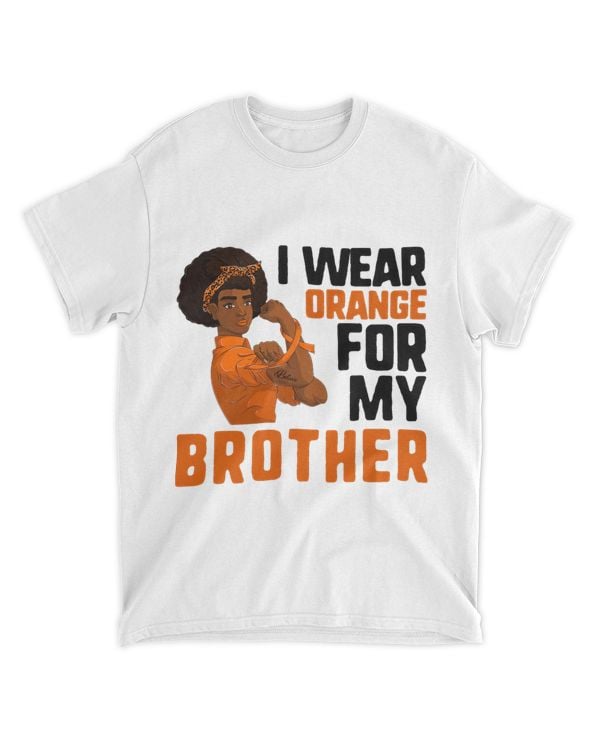 Afro Strong Woman Leukemia Shirt Wear Orange For My Brother