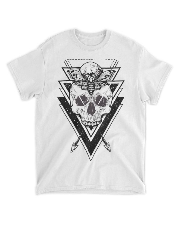 Crystal Moon and Death Moth Distressed Pagan Skull Goth 21