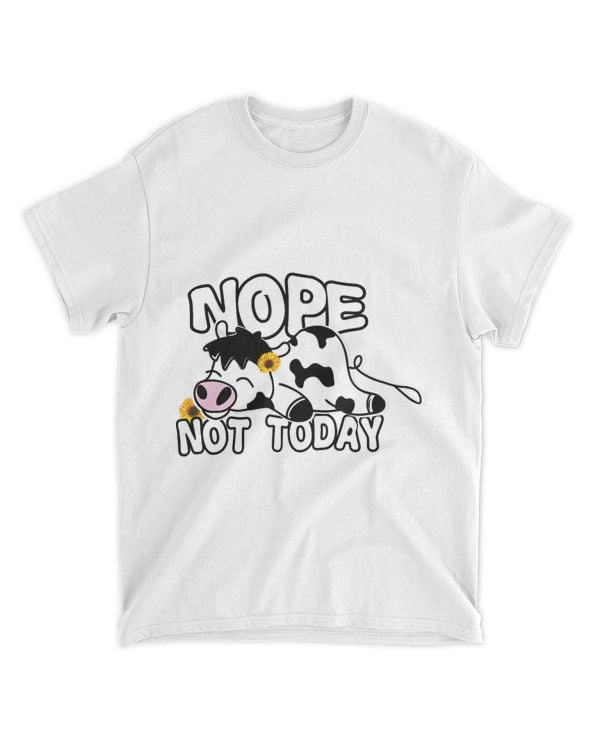 Nope not today Cute cartoon holstein cow with sunflower