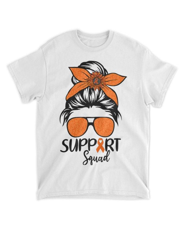 Women Messy Bun Orange Support Squad Kidney Cancer Awareness