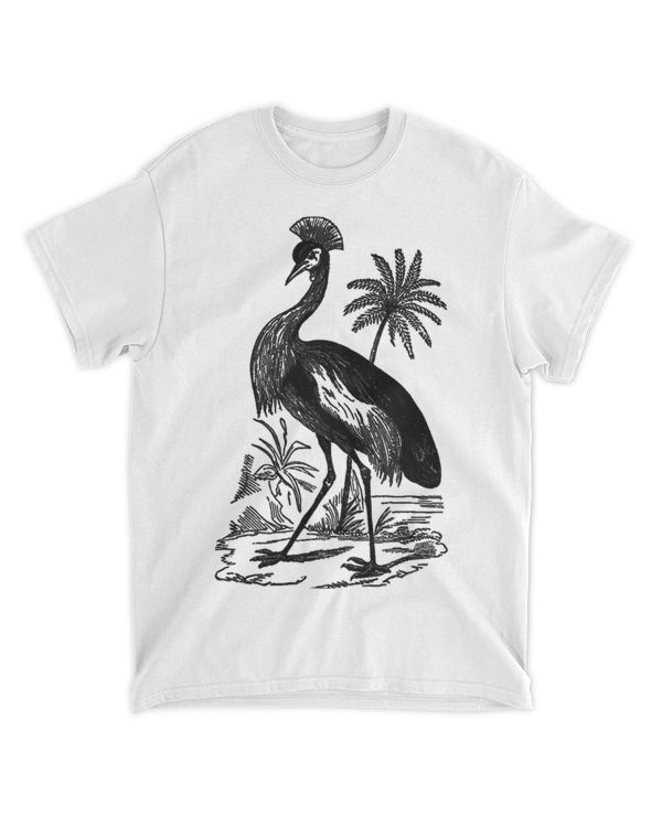 Realist Crowned Crane Animal Illustration Hand Drawn Art