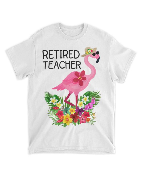 Retired Teacher Tropical Pink Flamingo Teacher Retirement