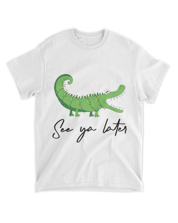 Funny Alligator Christmas Lights tee See Ya Later Crocodile