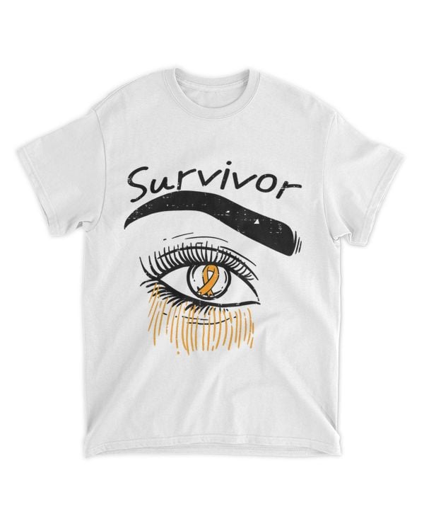 Survivor Eye Orange Ribbon Cancer Leukemia Awareness Women