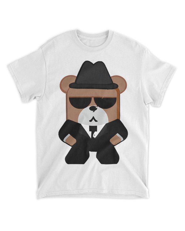 cute bear in gangster style with hat