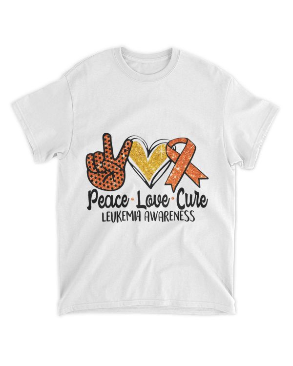 Peace Love Cure Leukemia Cancer Awareness Orange Ribbon