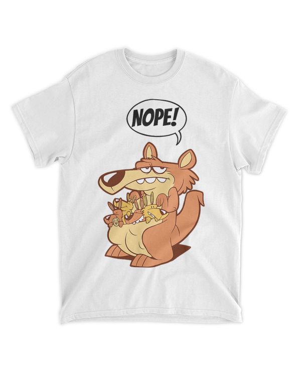 Womens Kangaroo mother with four babies Funny cartoon quote NOPE