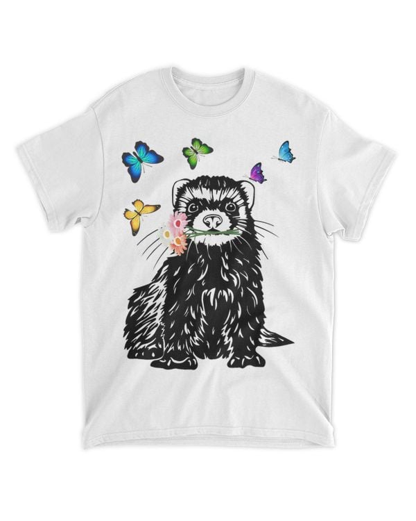 cute Ferret with Butterfly flower bandana glasses