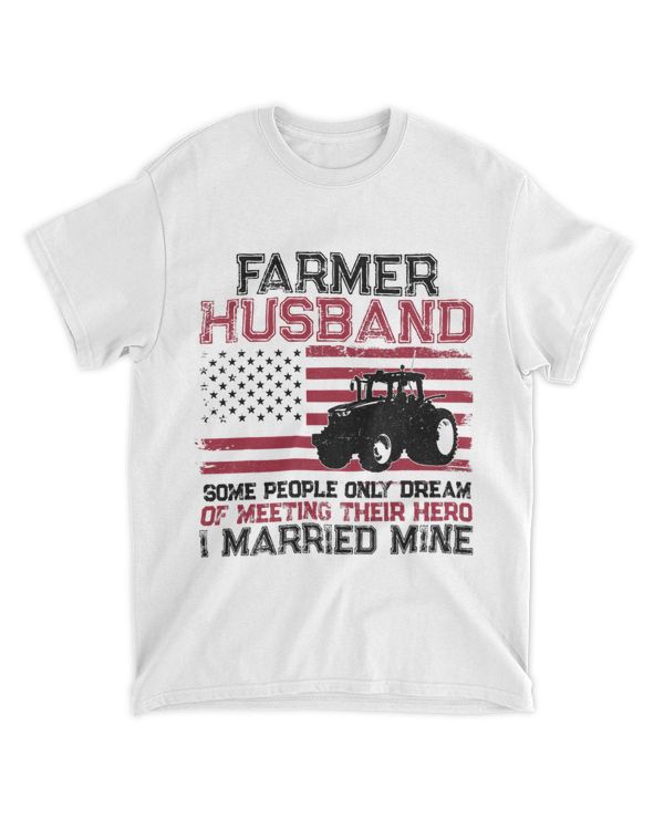 Farming Farmer Husband Tractor Vintage American Flag Farmer