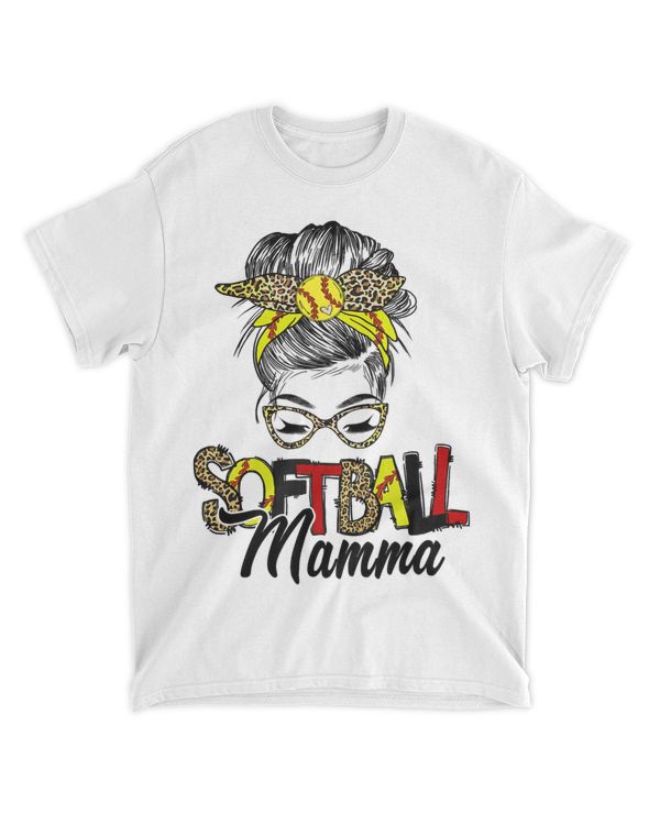 Softball Mamma Life With Leopard Messy Bun Mothers Day