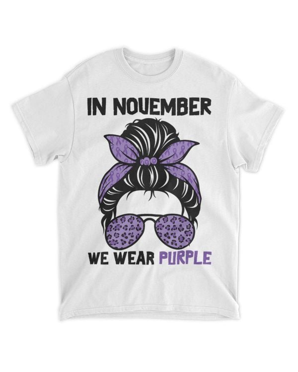 in November we Wear Purple Messy Bun Pancreatic Cancer