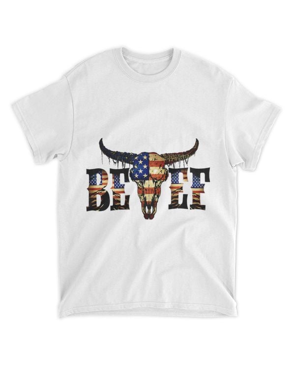 Western Boho American Flag Cow Bull Skull