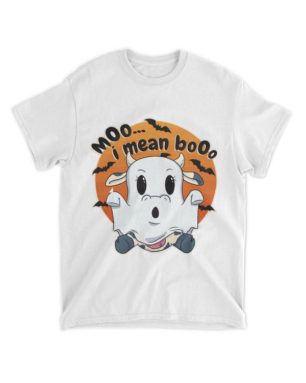 Moo I Mean Booo Cute Cow Ghost Halloween Kids