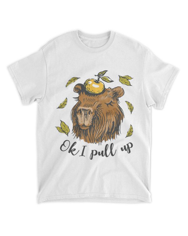 OK I PULL UP Funny Capybara Cute Cottagecore Apple Meme
