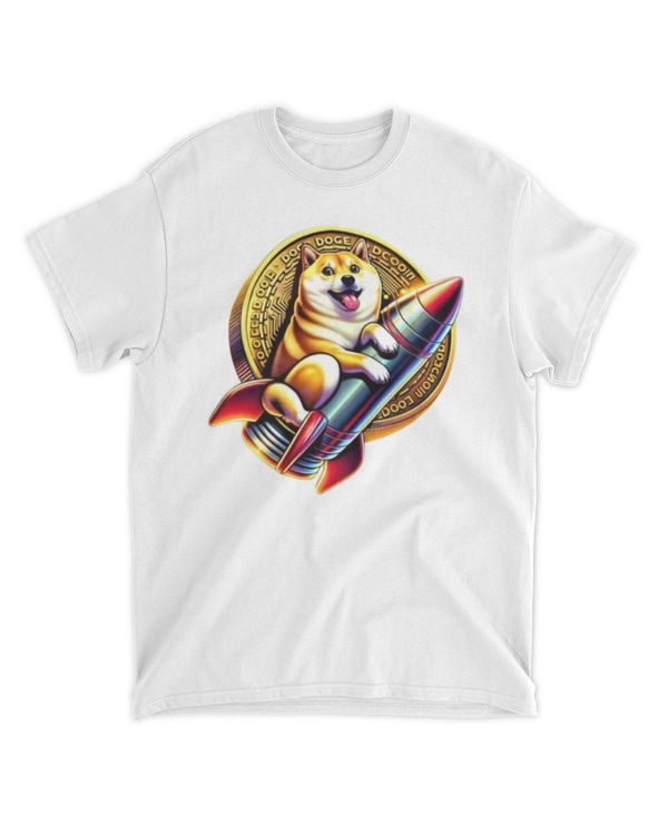 Riding to the Moon Dogecoin DOGE Crypto Classic T-Shirt