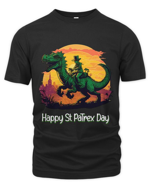 St Patricks Day Leprechaun Riding Dinosaur