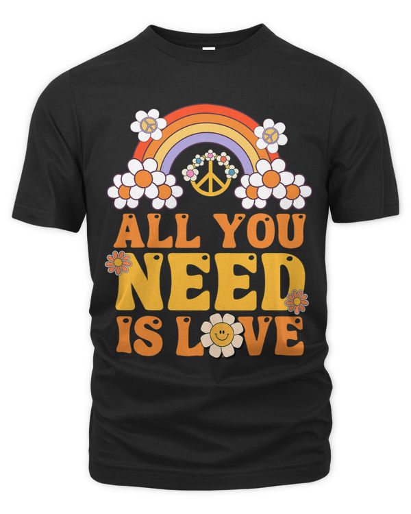 Peace Sign All You Need Is Love 60s 70s Tee For Women Men