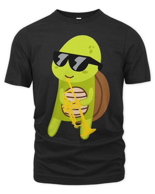 Funny Turtle Wearing Sunglasses Playing Trumpet