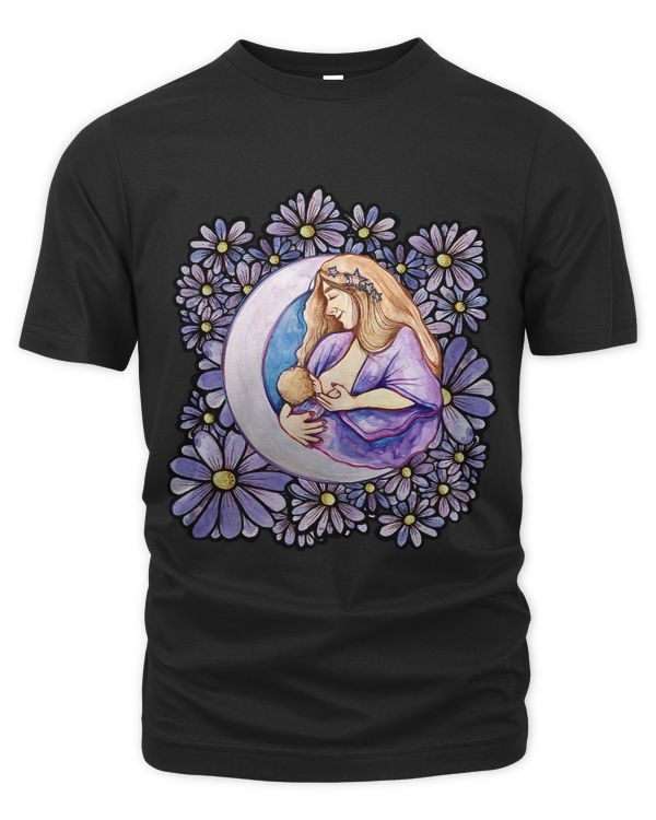 Breastfeeding mother goddess moon art breastfed