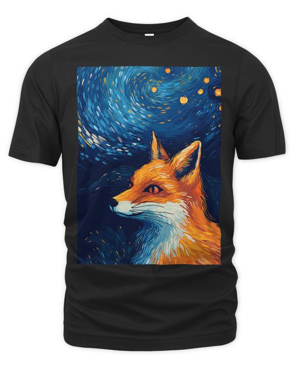 Fox Starry Night Painting Men Women Kids