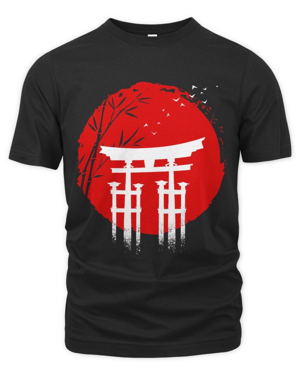 Japanese sun red Torii temple