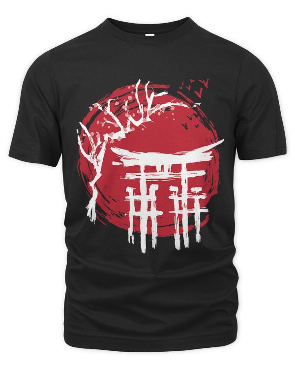 Japanese Temple Cherry Blossom Red Moon