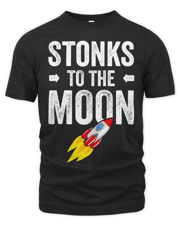 Stonks to the Moon Stock Mocket Parody Distressed