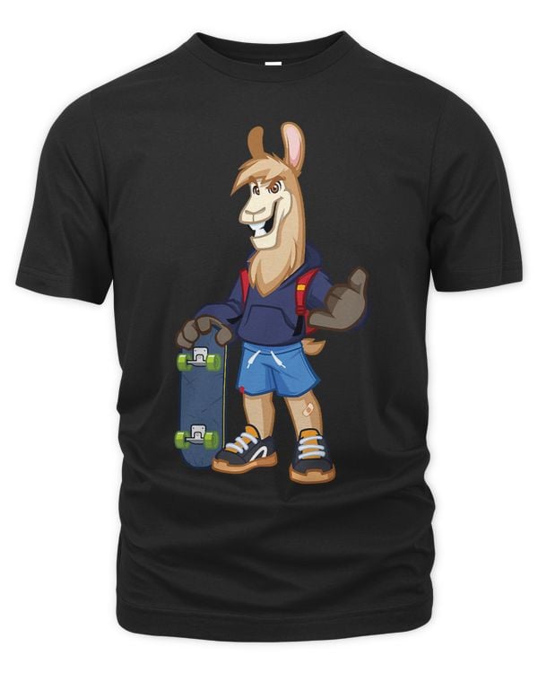Funny Skater Llama Alpaca Boy Girl Kids
