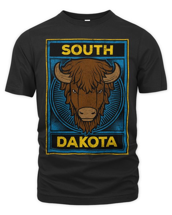 South Dakota SD Buffalo Wildlife Retro National Park
