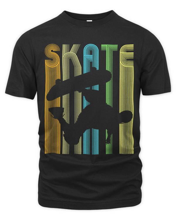 Vintage Retro Skater Silhouette Shirt Skate Boarding Tees
