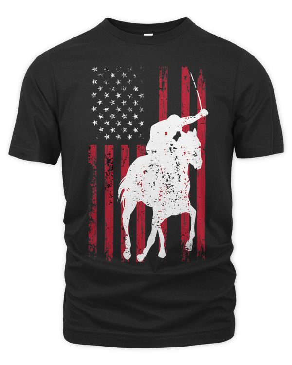 Vintage Horseback Riding Jockeys USA Flag Gift 3