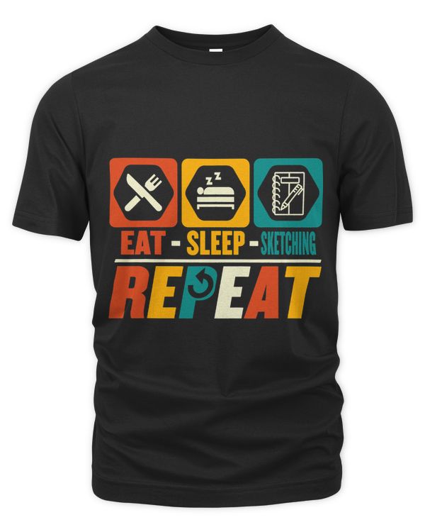 Eat Sleep Sketching Repeat Funny Pencil Sketching Drawing