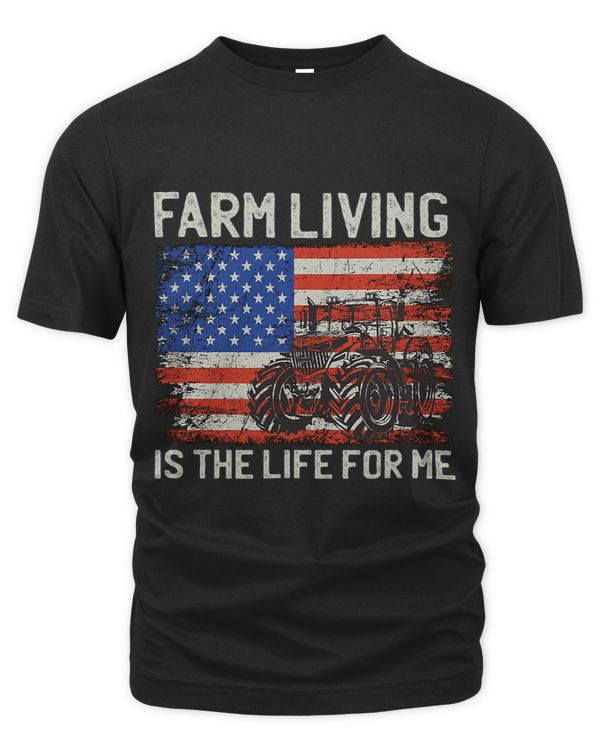Farm Living Is The Life For Me Patriotic USA Flag Tractor