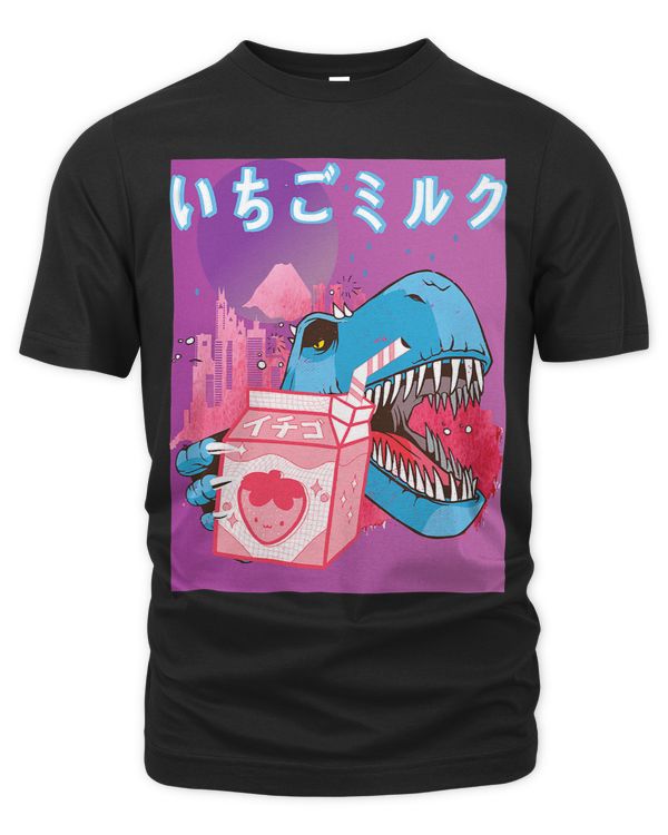 Funny Retro 90s Kawaii Strawberry Milk Shake trex Carton
