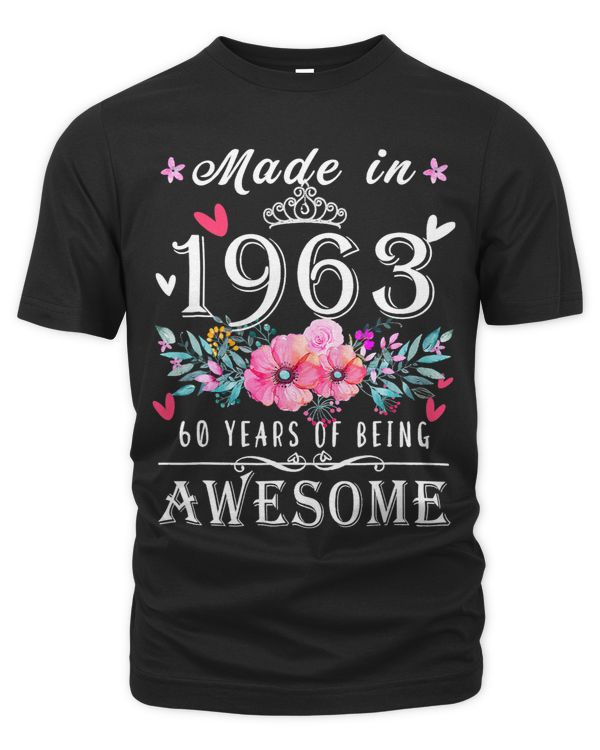 Floral 60th Birthday Gifts For Women Made In 1963 Birthday