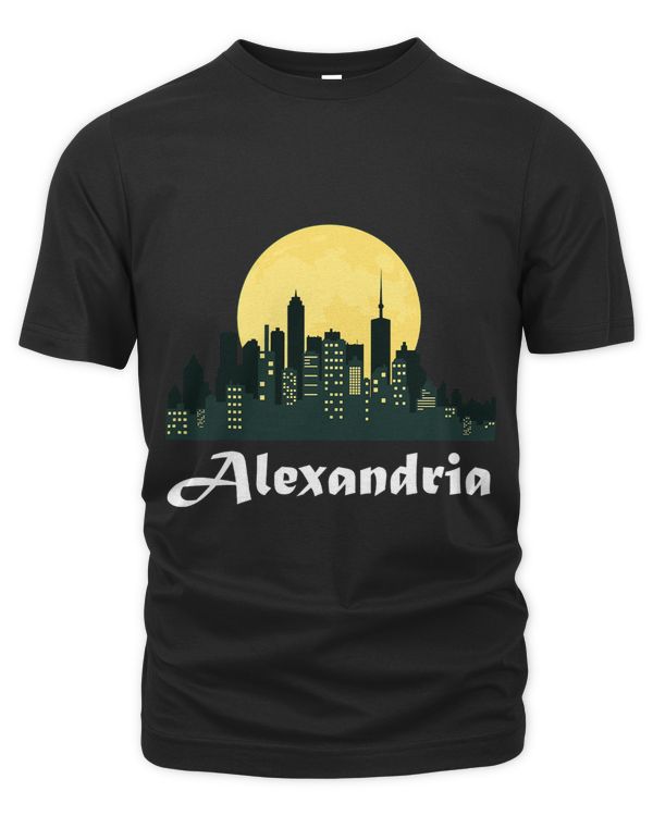 Alexandria Skyline Glowing Moon Alexandria City Night