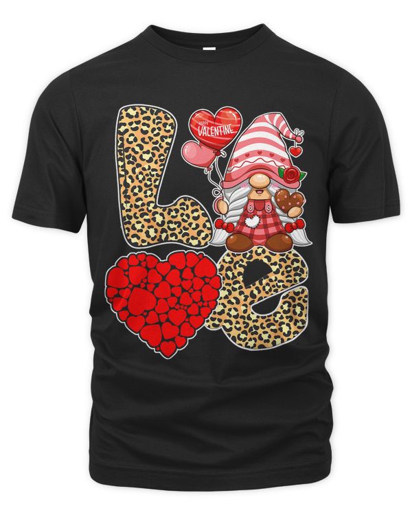 Cute Love Heart Gnome Leopard Cheetah Print Valentines Day