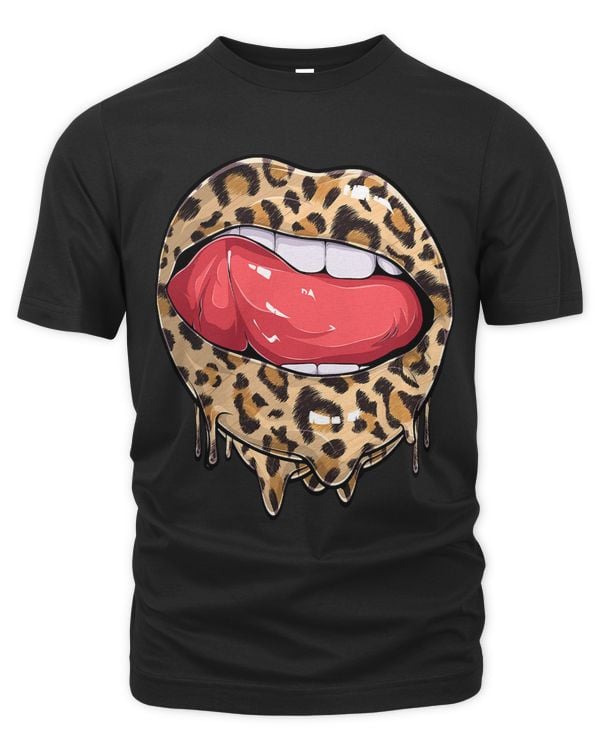 Dripping Lips Kiss Leopard Cheetah Print Funny