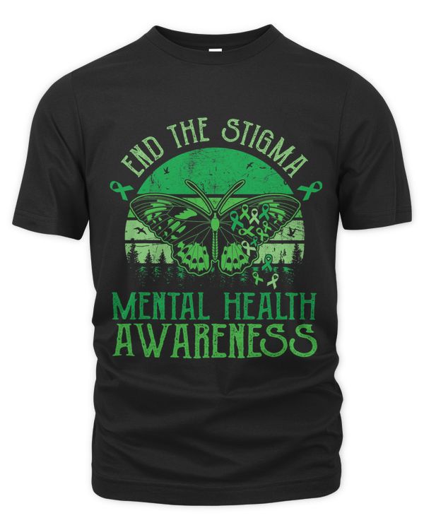 End The Stigma Mental Health Awareness Ribbon Butterfly