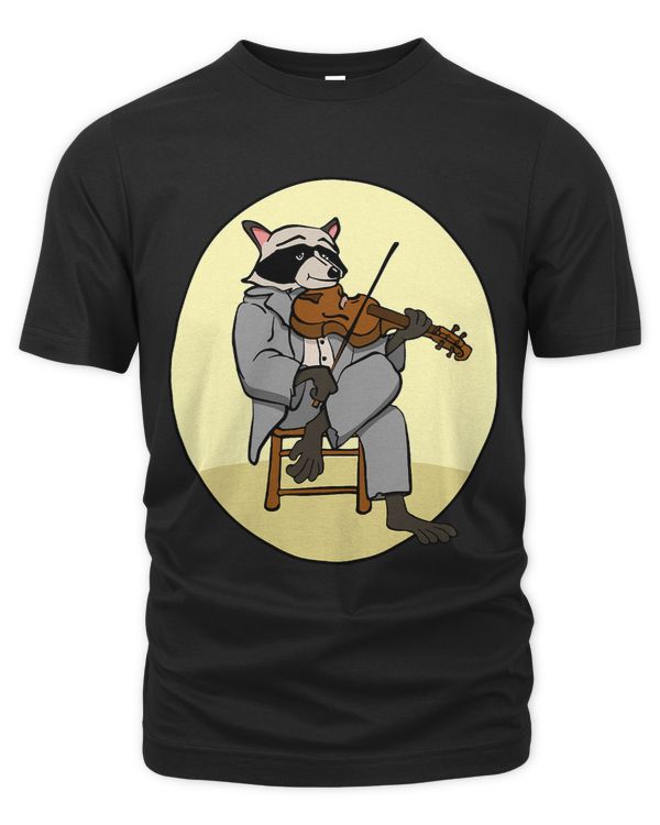 Funny Bluegrass Raccoon Playing Fiddle Violin