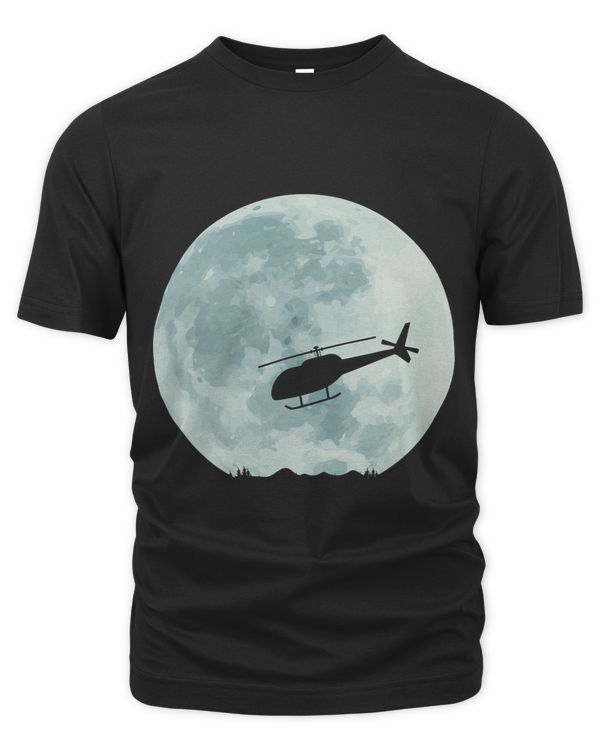 Full Moon Helicopter Night Flight Flying Pilot Aviation Hawk