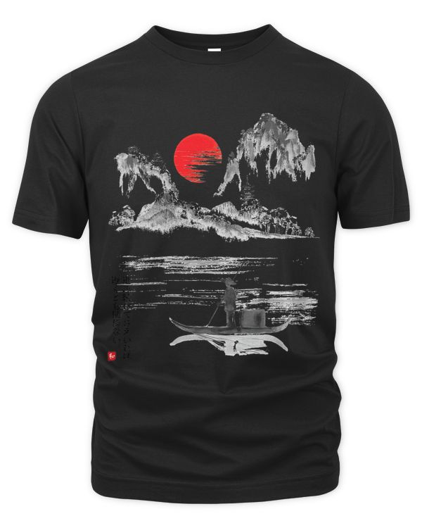 Aesthetic Japanese writing quote Japan sun fisherman boat