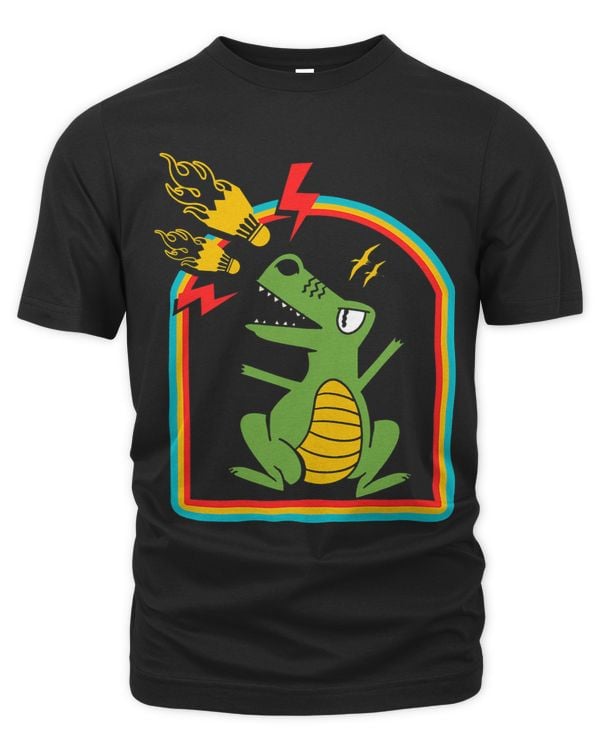 Funny Crocodile With Shuttlecock Badminton Player