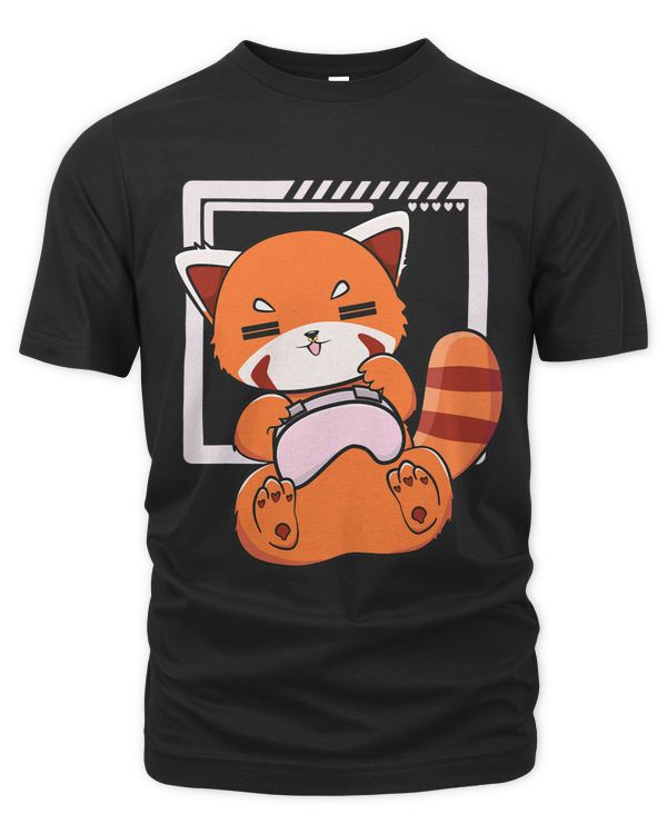 Gaming Red Panda Playing Video Game Lover Cute Chibi Anime