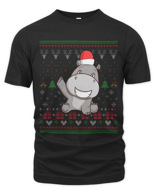 Hippo Pet Santa Claus Ugly Christmas Pattern XMas Hippo (2)