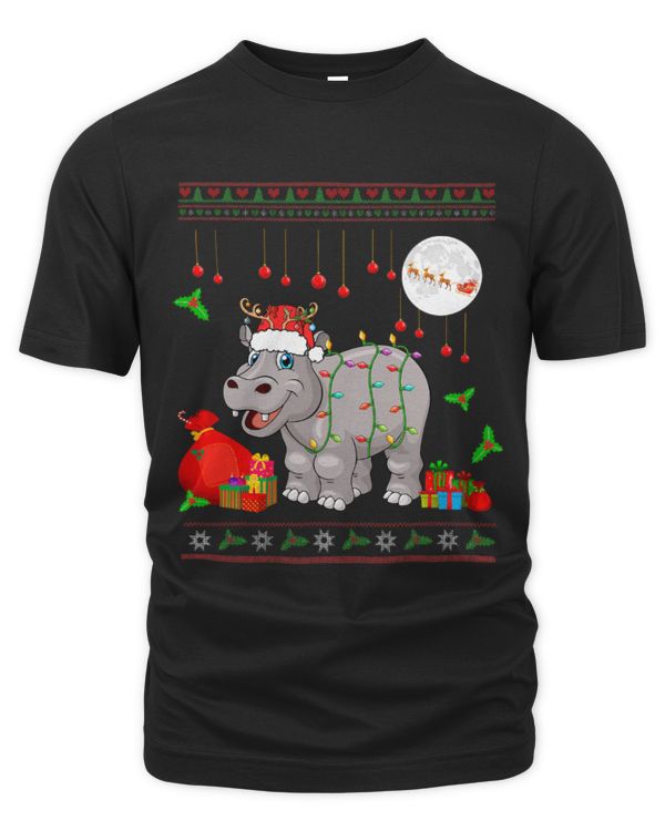 Hippo Pet Santa Reindeer Hippo Christmas Animal Lover Kids Toddler
