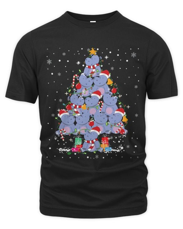 Hippo Pet Santa Xmas Funny hippopotamus christmas Tree
